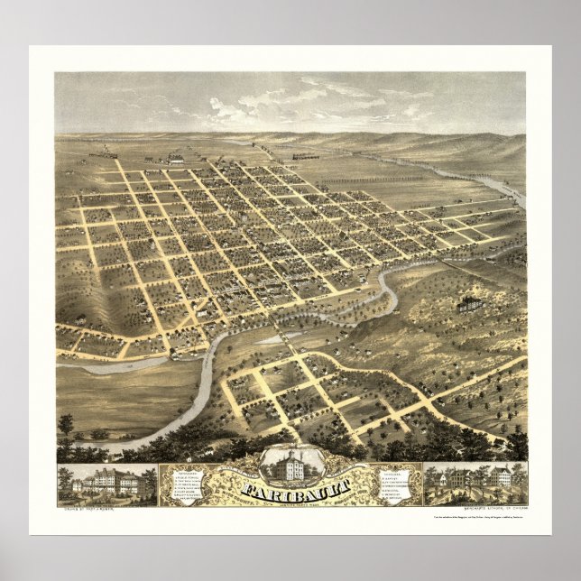 Faribault, MN Panoramic Map - 1869 Poster (Front)