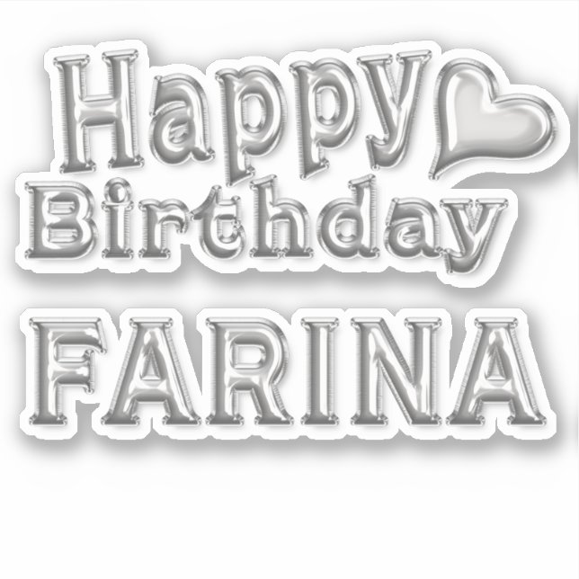 Farina Happy Birthday silver Sticker (Front)