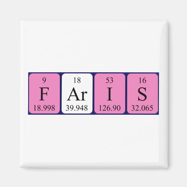 Faris periodic table name magnet (Front)