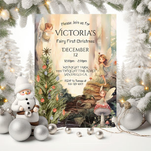 Fariy 1st Christmas Enchanted Forest Toadstool Invitation