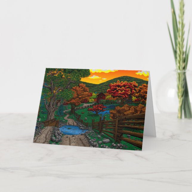Farm #1 Sunset Greeting Card (Front)