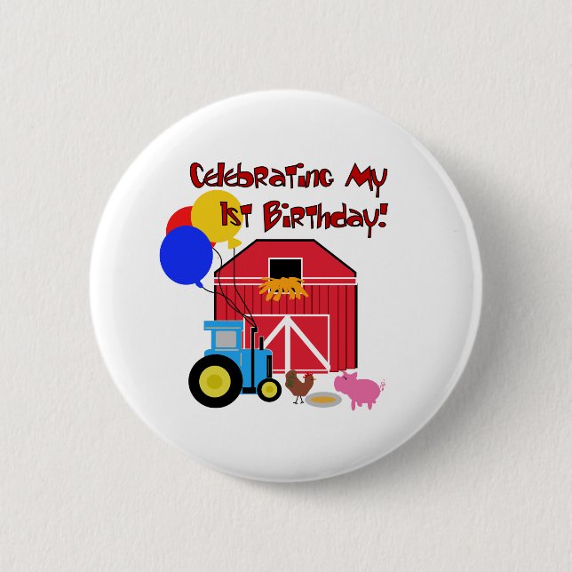 Farm 1st Birthday 6 Cm Round Badge (Front)