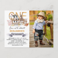 Farm 1st Birthday Barnyard Photo Invitation