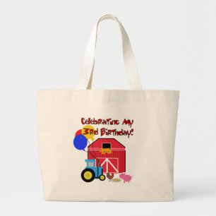 Farm 3rd Birthday T-shirts and Gifts Large Tote Bag