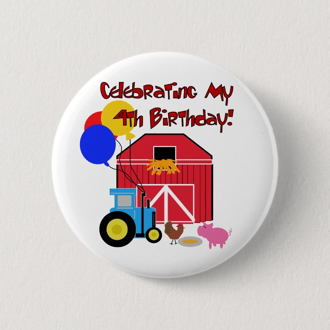 Farm 4th Birthday Tshirts and Gifts 6 Cm Round Badge (Front)