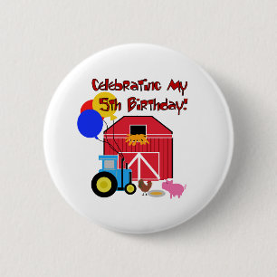 Farm 5th  Birthday 6 Cm Round Badge