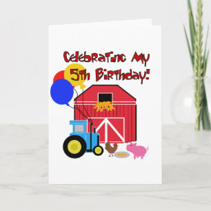Farm 5th Birthday Tshirts and Gifts Card