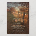 Farm 90th Birthday Invitations Rustic Country Path<br><div class="desc">Farm 90th Birthday Invitations Rustic Country Path Invitation Templates. Personalised 90th birthday invitations that feature a beautiful rustic country farm path,  string lights,  fall trees and colours. Great for farm,  fall,  rustic country themed birthdays. Design: superdazzle.com</div>