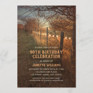 Farm 90th Birthday Invitations Rustic Country Path