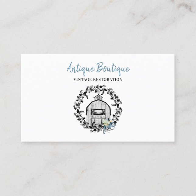 Farm and Bicycle Antique Restoration Business Card (Front)