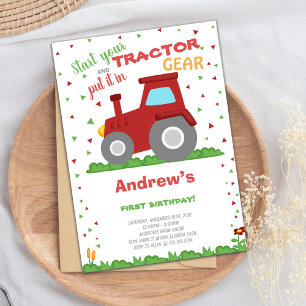 Farm and Tractor Themed Party Card