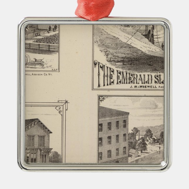 farm and waterworks in Hydeville Metal Tree Decoration (Front)