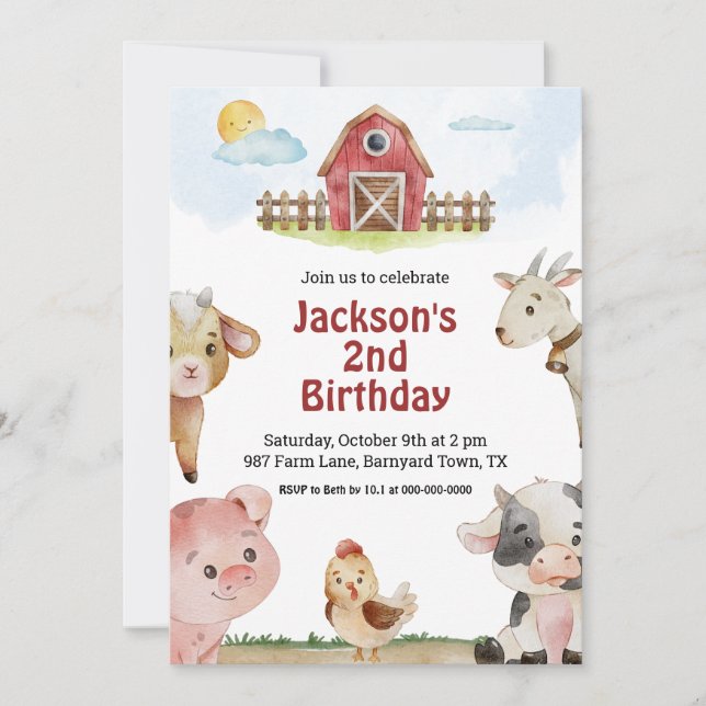 Farm Animal Birthday Invitation (Front)