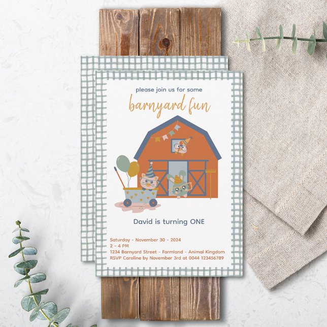 Farm Animal Birthday Invitation Barnyard Birthday (Farm Animal Birthday Invitation Barnyard Fun)