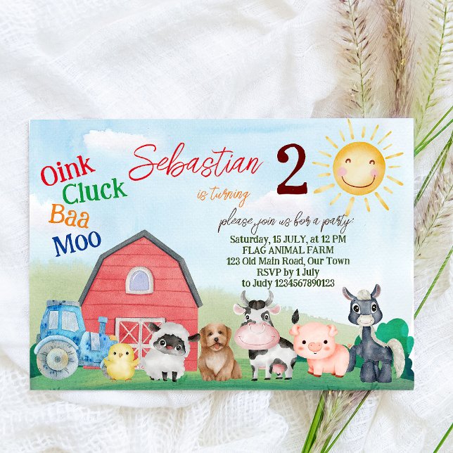 Farm animal birthday party invite template (Creator Uploaded)