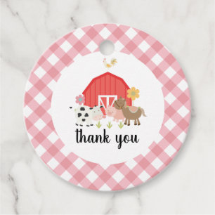 Farm Animal Birthday Party thank you favour tags
