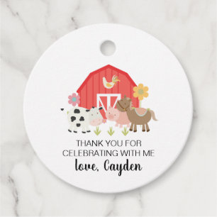 Farm Animal Birthday Party thank you favour tags