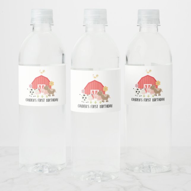Farm Animal Birthday Party Water Bottle Labels (Bottles)