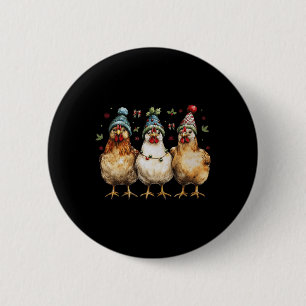 Farm Animal Chicken Christmas Coquette Bow Chicken 6 Cm Round Badge