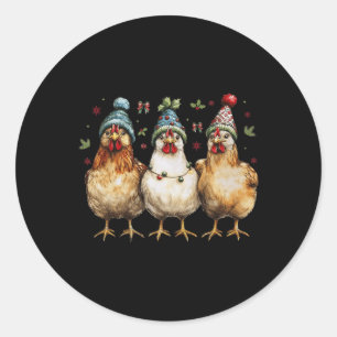 Farm Animal Chicken Christmas Coquette Bow Chicken Classic Round Sticker