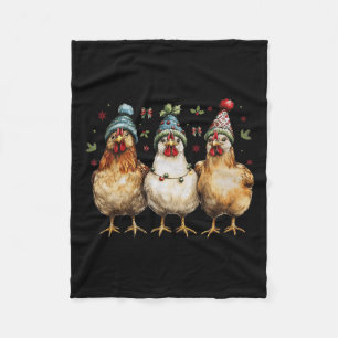 Farm Animal Chicken Christmas Coquette Bow Chicken Fleece Blanket