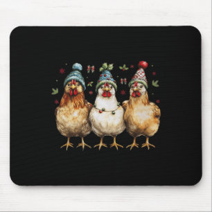 Farm Animal Chicken Christmas Coquette Bow Chicken Mouse Pad