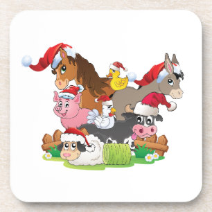 Farm Animal Christmas Coaster