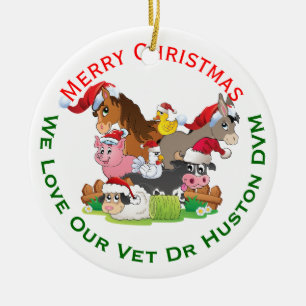 Farm Animal Christmas Gift for Veterinarian Ceramic Tree Decoration