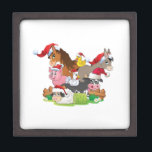 Farm Animal Christmas Keepsake Box<br><div class="desc">Adorable farm animals all with Santa Hats on ready for Christmas - too cute for the country  Christmas theme.</div>