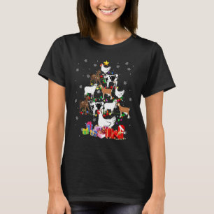 Farm Animal Christmas Tree Chicken Cow Goat Farmer T-Shirt