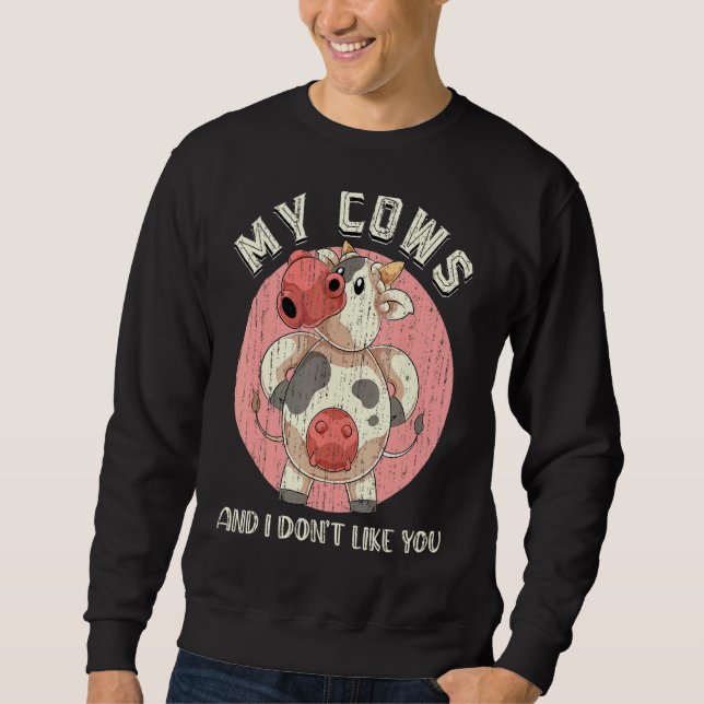 Farm Animal Cow  Farmer Farming Cute Cow Sweatshirt (Front)