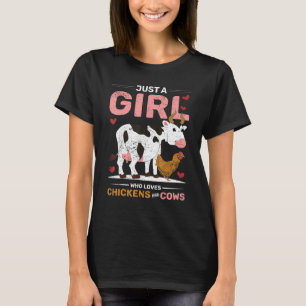 Farm Animal Cow Farmer Girls Women Chicken T-Shirt