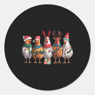 Farm Animal Cute Xmas Holiday Funny Chicken Christ Classic Round Sticker