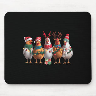 Farm Animal Cute Xmas Holiday Funny Chicken Christ Mouse Pad