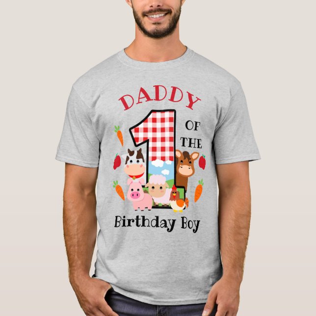 Farm Animal Daddy of the First Birthday  T-Shirt (Front)