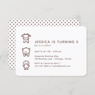 Farm Animal Doodles Child's Birthday Invitation