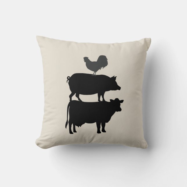 Farm Animal Farmhouse Style Throw Pillow (Front)