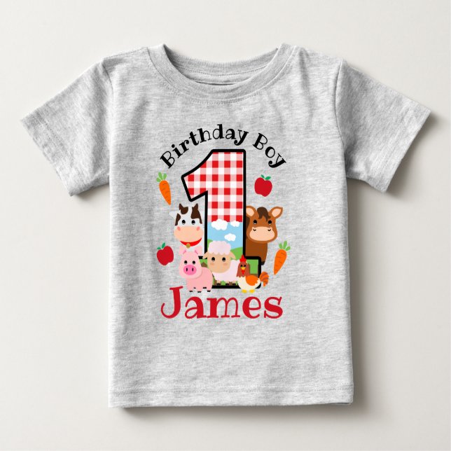 Farm Animal First Birthday  | Barnyard Birthday  Baby T-Shirt (Front)