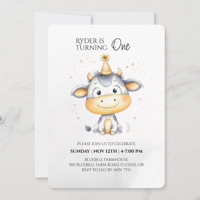 Farm Animal First Birthday Invitation (Front)