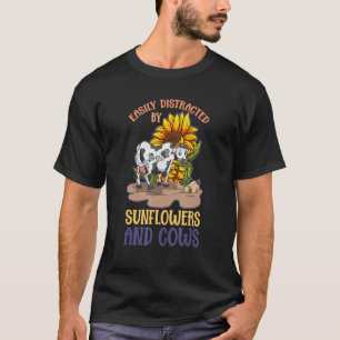 Farm Animal Flower Sunflower Cute Farmer Cow T-Shirt