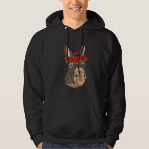 Farm Animal Flowers Animal  Farmer Roses Donkey Hoodie