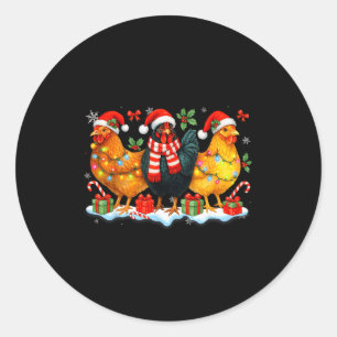 Farm Animal Funny Chicken Christmas Lights Cute Xm Classic Round Sticker