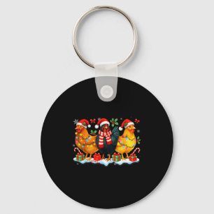 Farm Animal Funny Chicken Christmas Lights Cute Xm Key Ring