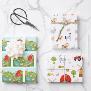 Farm Animal Gift Wrap, Barnyard Wrapping Paper