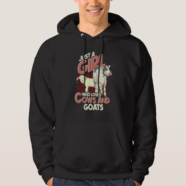 Farm Animal Girls Cow Farmer Women Farming Goat Hoodie (Front)