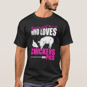 Farm Animal Girls Farmer Women Farming Pig Chicke T-Shirt