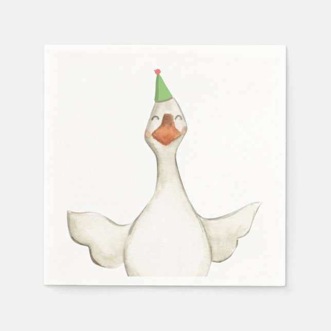 Farm Animal Goose Gender Neutral Birthday Barnyard Napkin (Front)