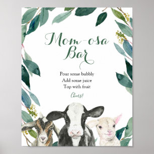 Farm Animal Greenery Boy Momosa Bar Sign