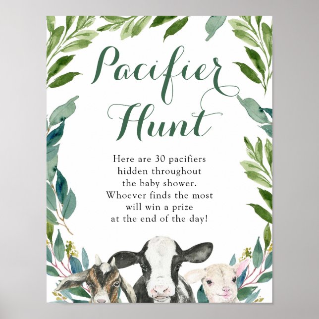 Farm Animal Greenery Boy Pacifier Hunt Poster (Front)
