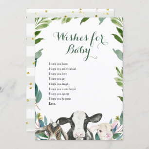 Farm Animal Greenery Boy Wishes for Baby Card
